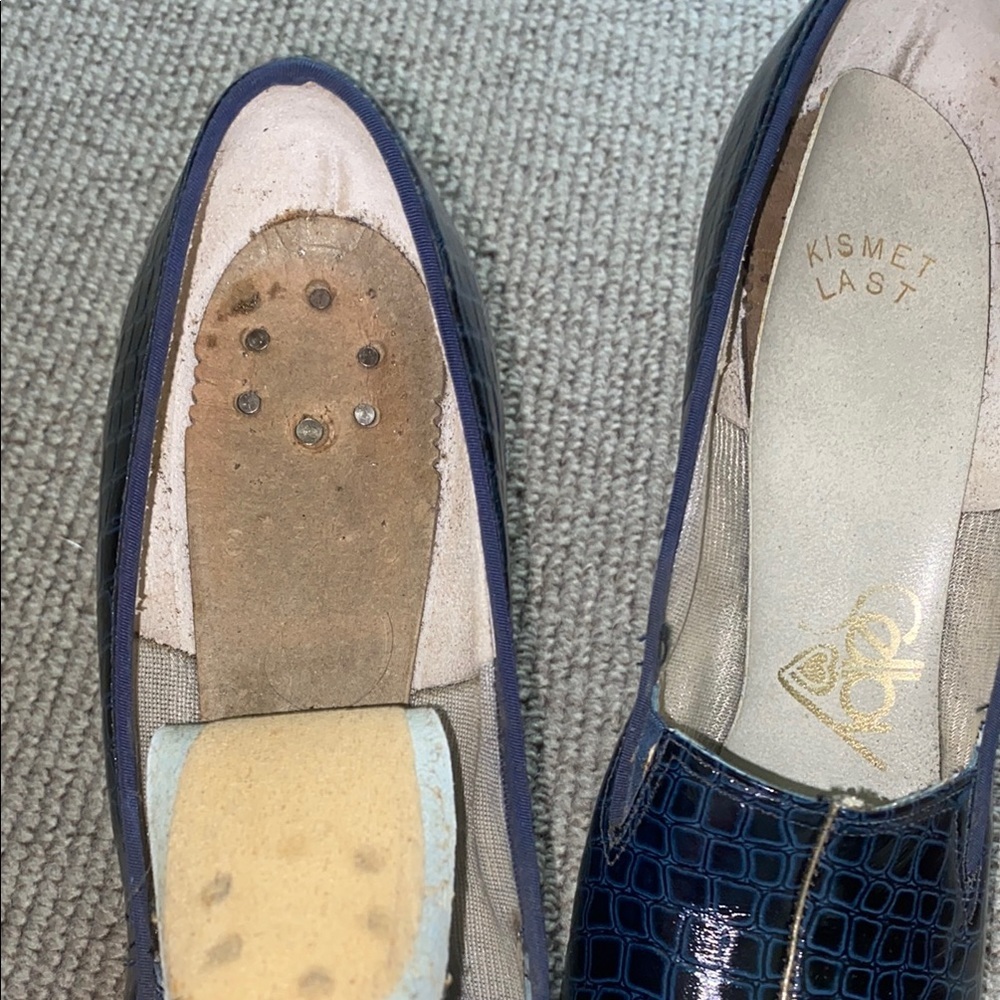 Vintage Elegant Blue Alligator Patterned Women's Shoes with heel No Size - Picture 7 of 15